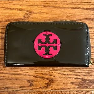 Tory Burch Brown/Pink Patent Leather Wallet